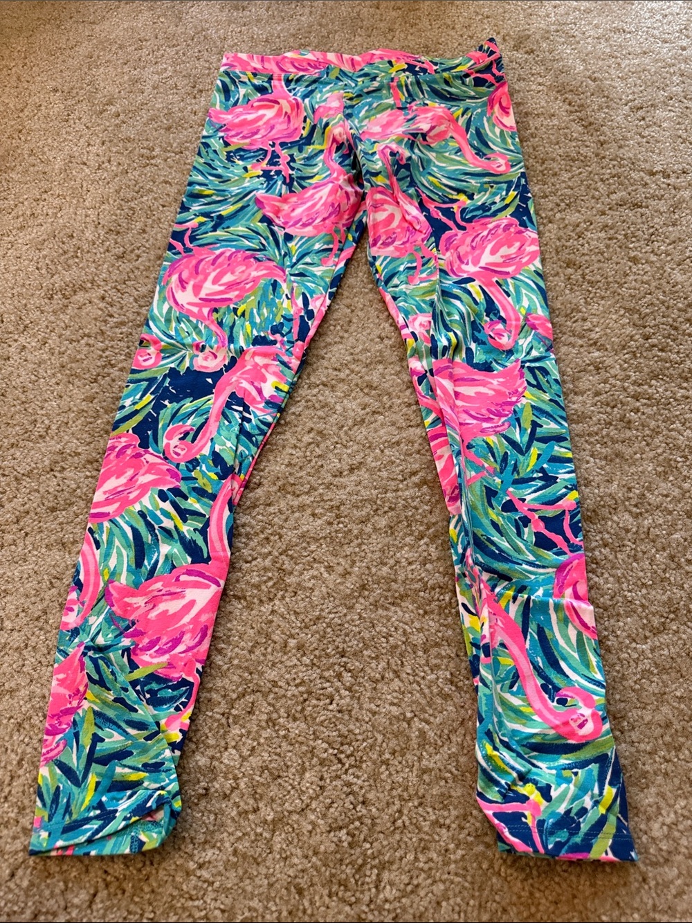 Lilly Pulitzer Kids Flamingo Print Leggings - Pink & Blue
